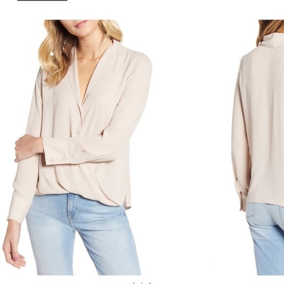 NWOT Chelsea28 Cross Front Blouse - Tan Memoir - L - Picture 1 of 7